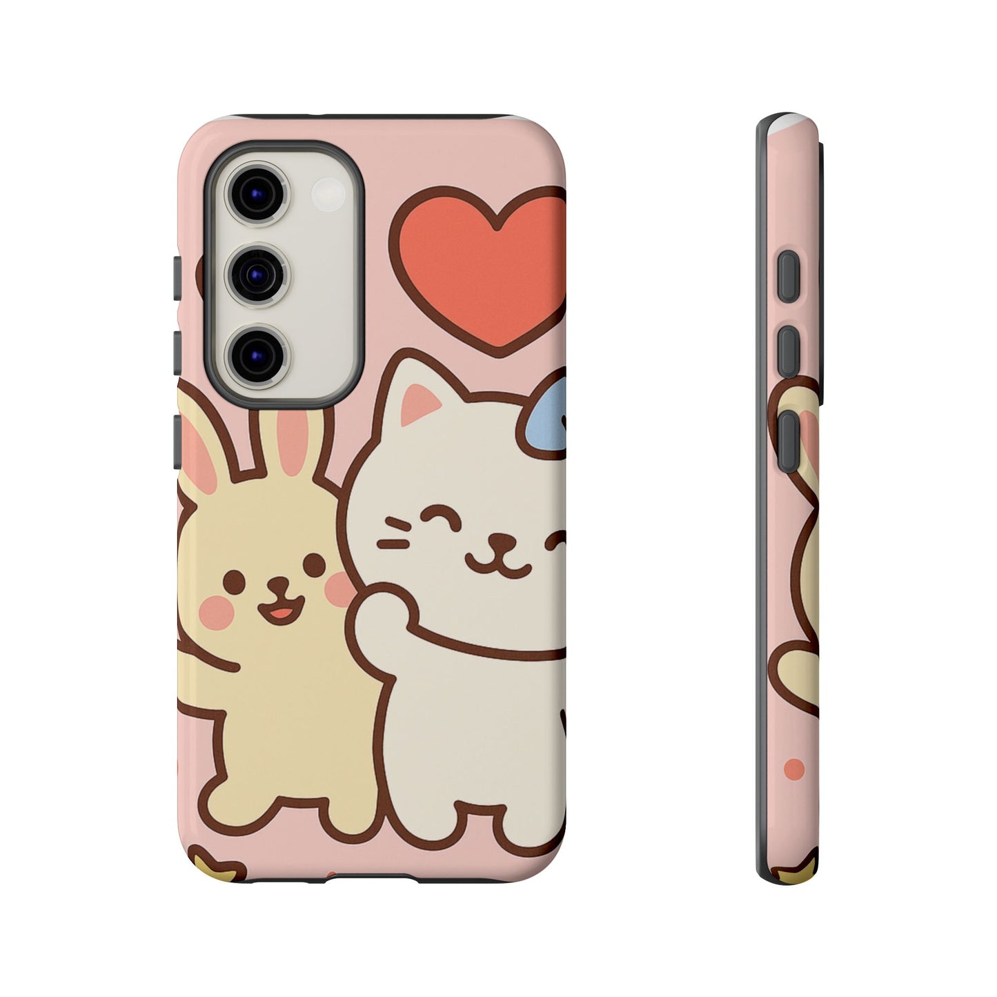 Cute Animal Phone Case -Tough Cases with Bunny and Cat Design, Kawaii Gift for Kids, Birthday, Everyday Use, Phone Accessories, teenage girl