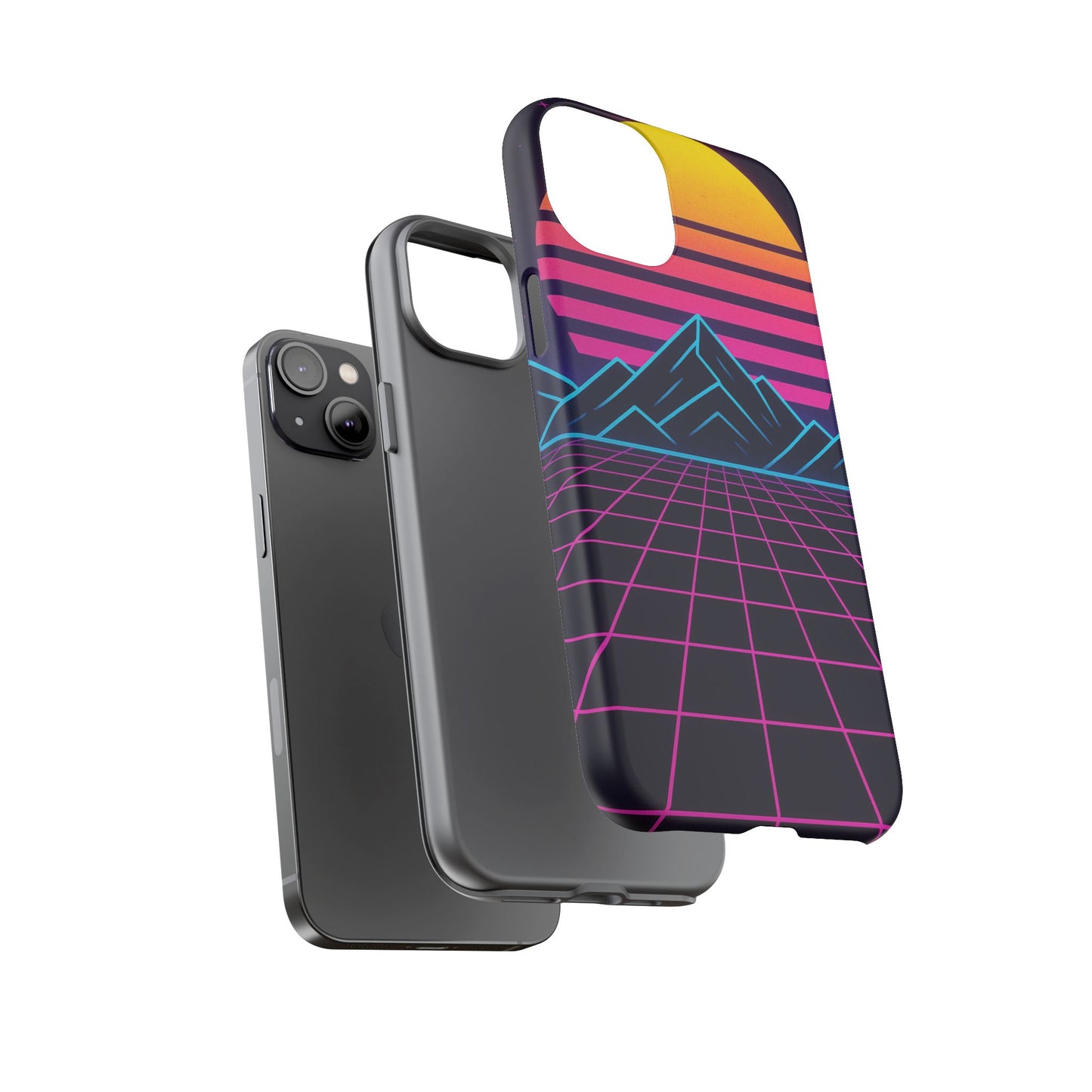 Retro Sunset Phone Case, Vintage Neon Case, 80s Aesthetic Cover, Gift for Tech Lovers, Unique Phone Accessories