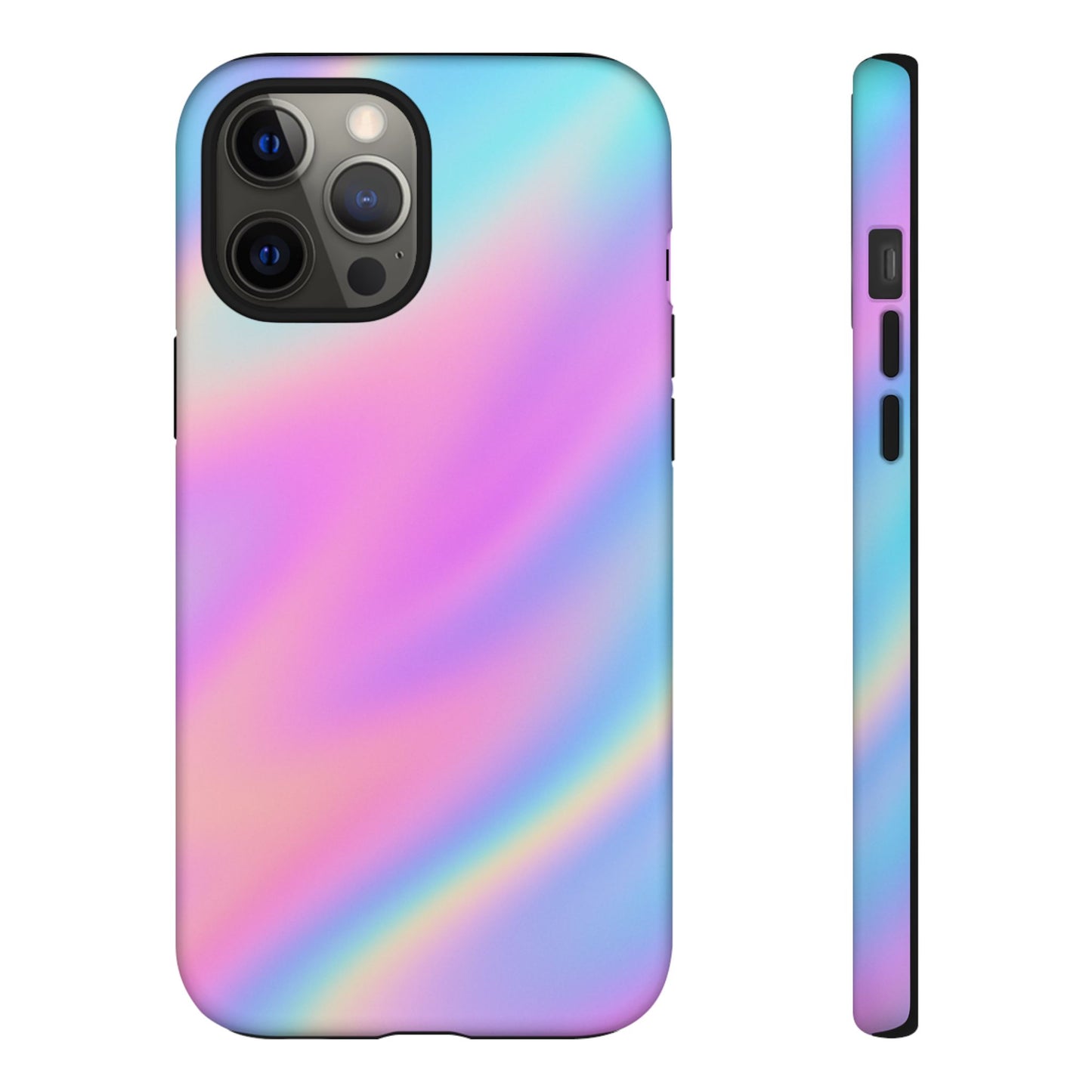 Colorful Holographic Phone Case, Tough Cases for iPhone, Trendy Phone Cover, Unique Gift for Her, Pastel Phone Accessory