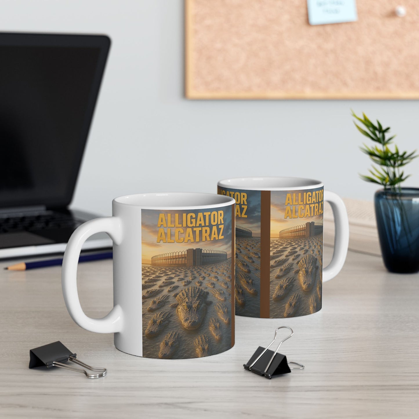 Alligator Alcatraz Ceramic Mug | Unique Gift for Nature Lovers, Home Decor, Coffee Tea Mug, Wildlife Enthusiast, Animal Lover
