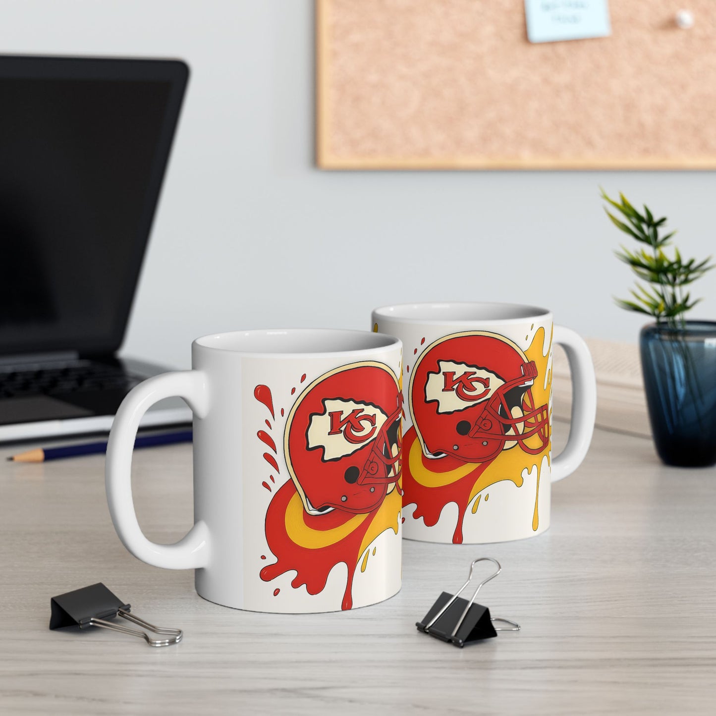 Kansas City Football Mug, Team Spirit Coffee Cup, Sports Fan Gift, NFL Ceramics, Game Day Mug, Red and Gold Design