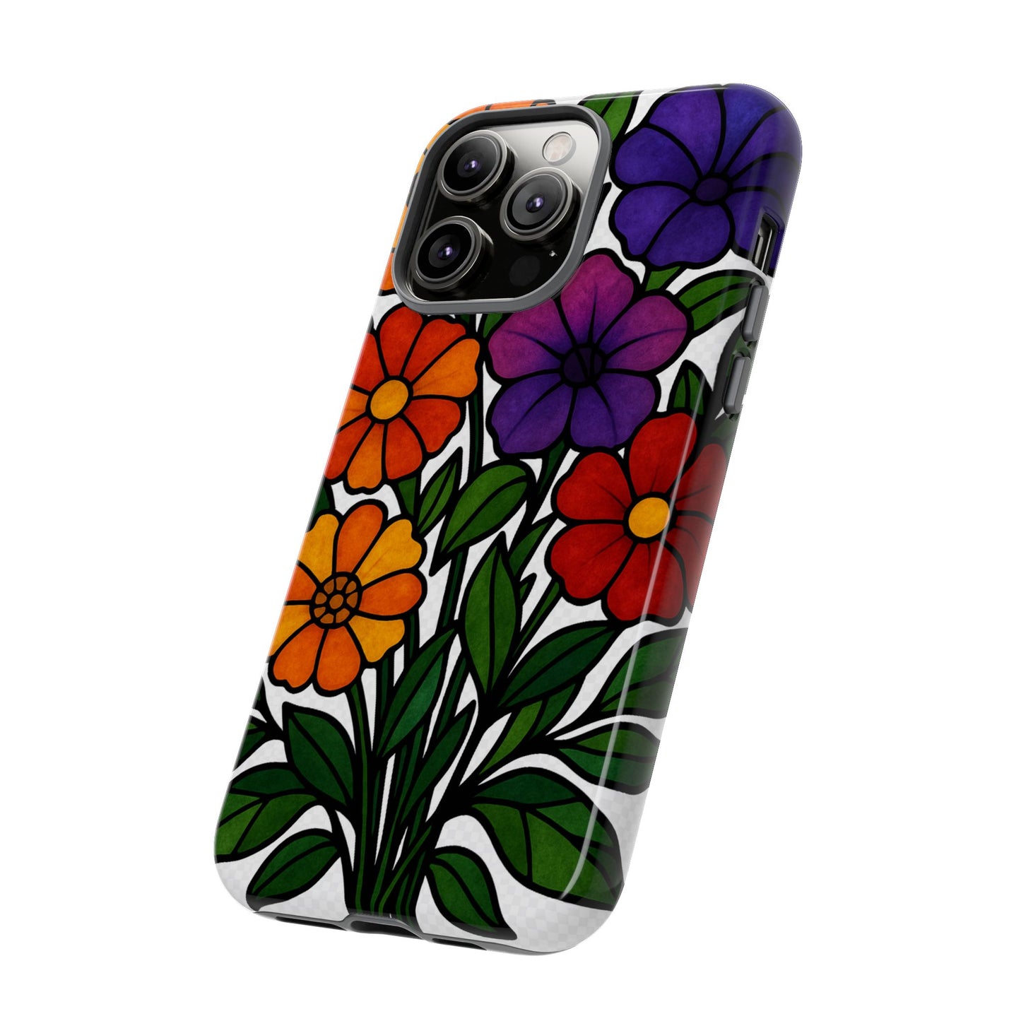 Floral Phone Case, Tough Cases with Colorful Flower Design, Gift for Flower Lovers, Summer Accessories, Trendy Phone Cover
