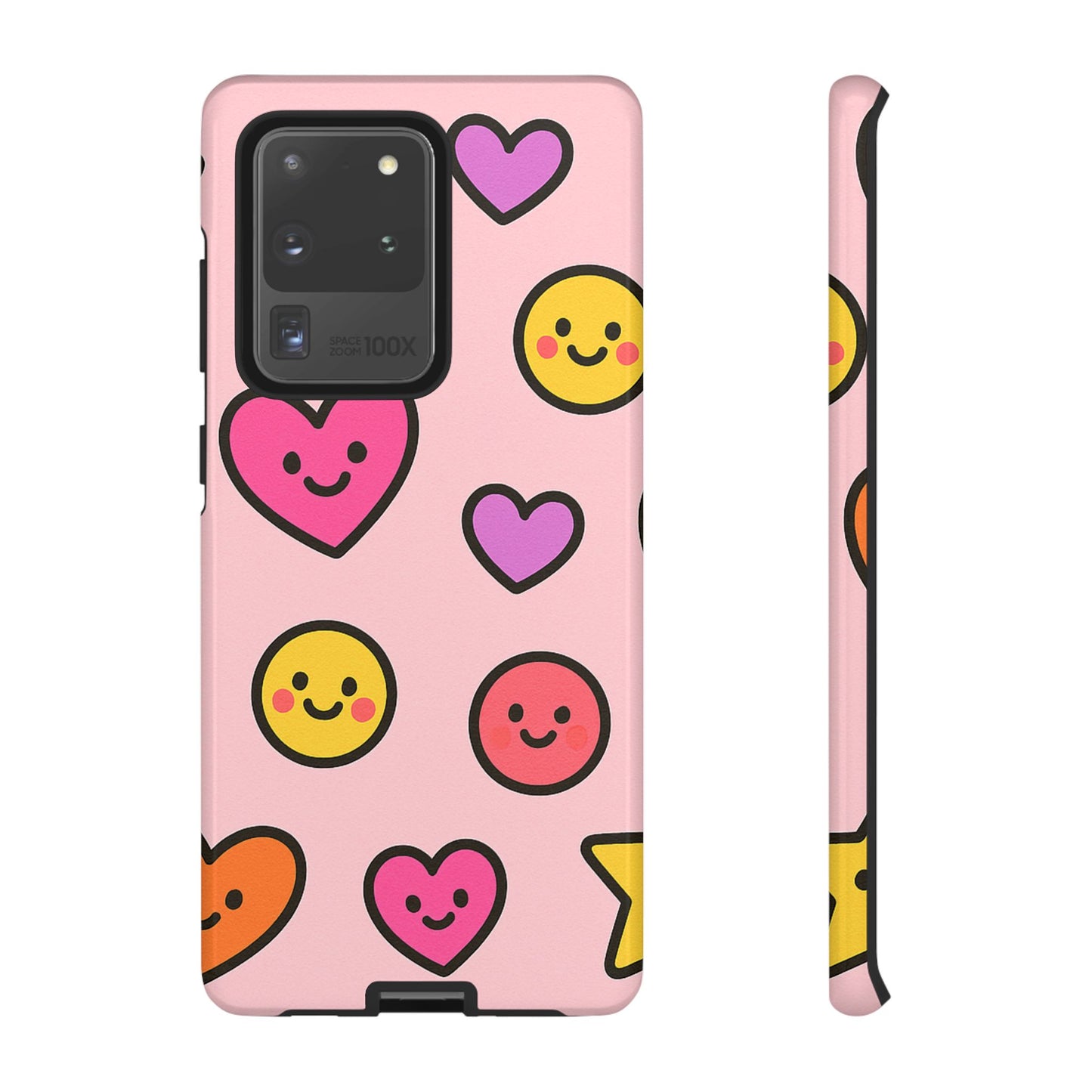 Cute Phone Case with Smiley Faces and Hearts, Fun Gift for Kids and Teens, Cellphone Protector, Birthday Present, Cute Accessories