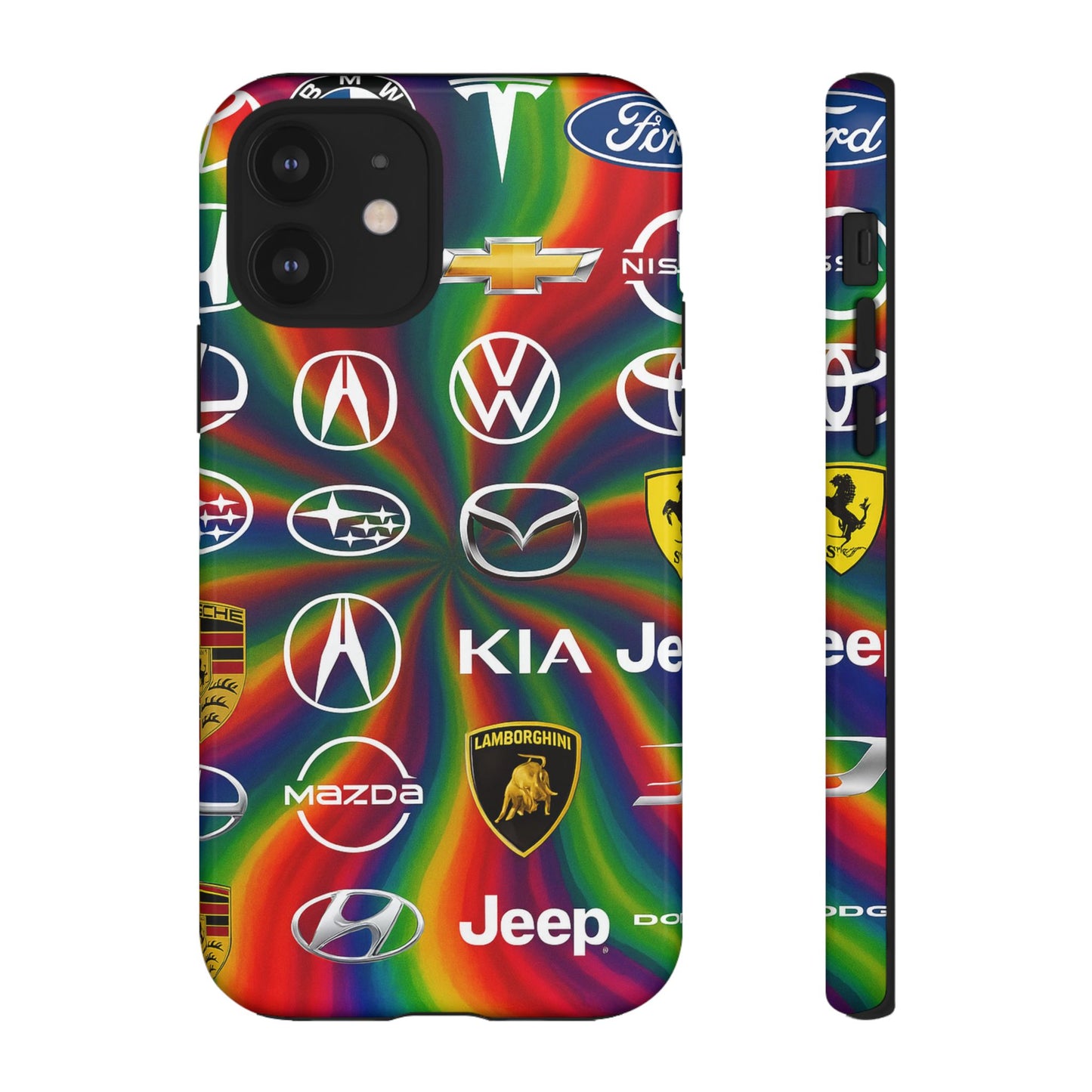 Colorful Car Logos Phone Case - Vibrant Tough Cases for Auto Enthusiasts, Unique Gift for Birthdays, Car Events, and Holidays