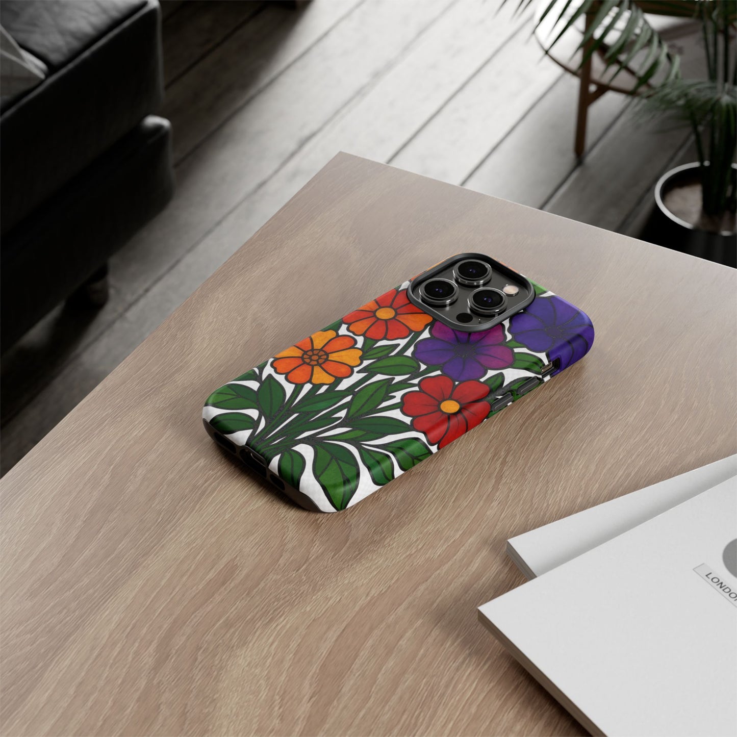 Floral Phone Case, Tough Cases with Colorful Flower Design, Gift for Flower Lovers, Summer Accessories, Trendy Phone Cover