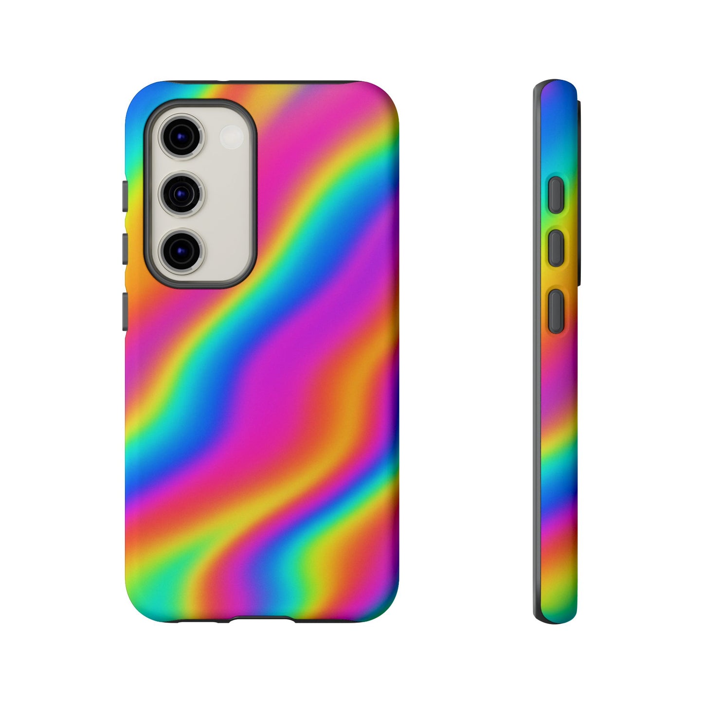 Rainbow Wavy Phone Case - Colorful Tough Cases for Stylish Protection, LGBTQ+ Pride Gift, Trendy Phone Accessory, Birthday, Holiday Present