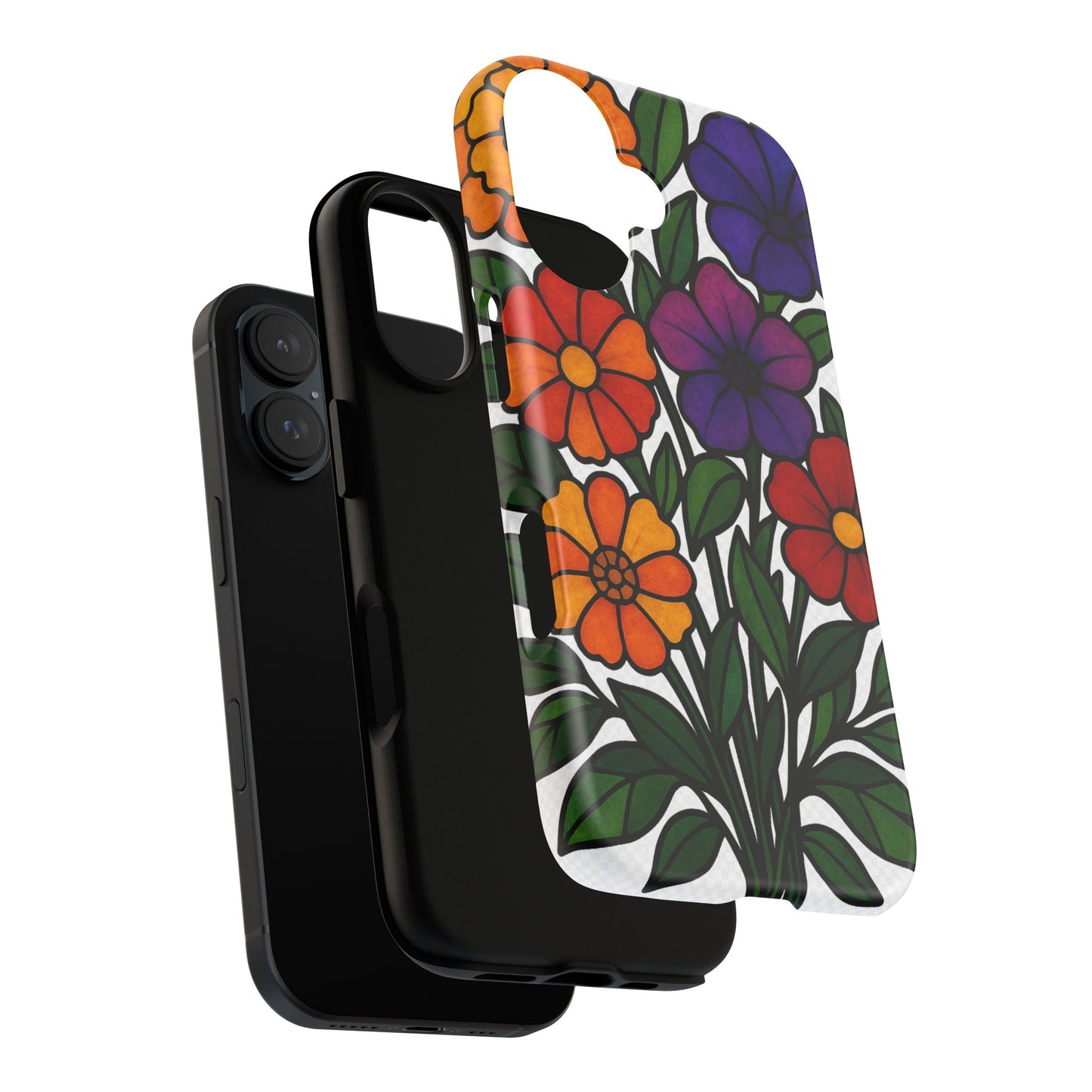 Floral Phone Case, Tough Cases with Colorful Flower Design, Gift for Flower Lovers, Summer Accessories, Trendy Phone Cover