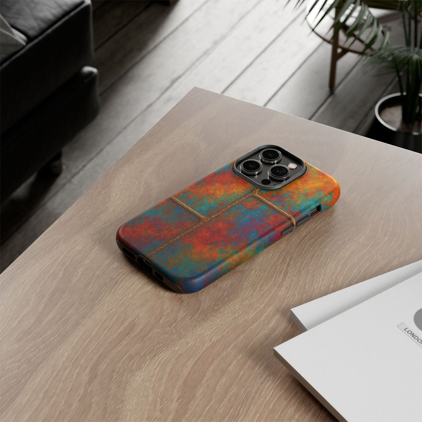 Colorful Textured Phone Case, Vibrant iPhone Cover, Tough Protective Shell, Unique Mobile Accessory, Artisan Phone Protection