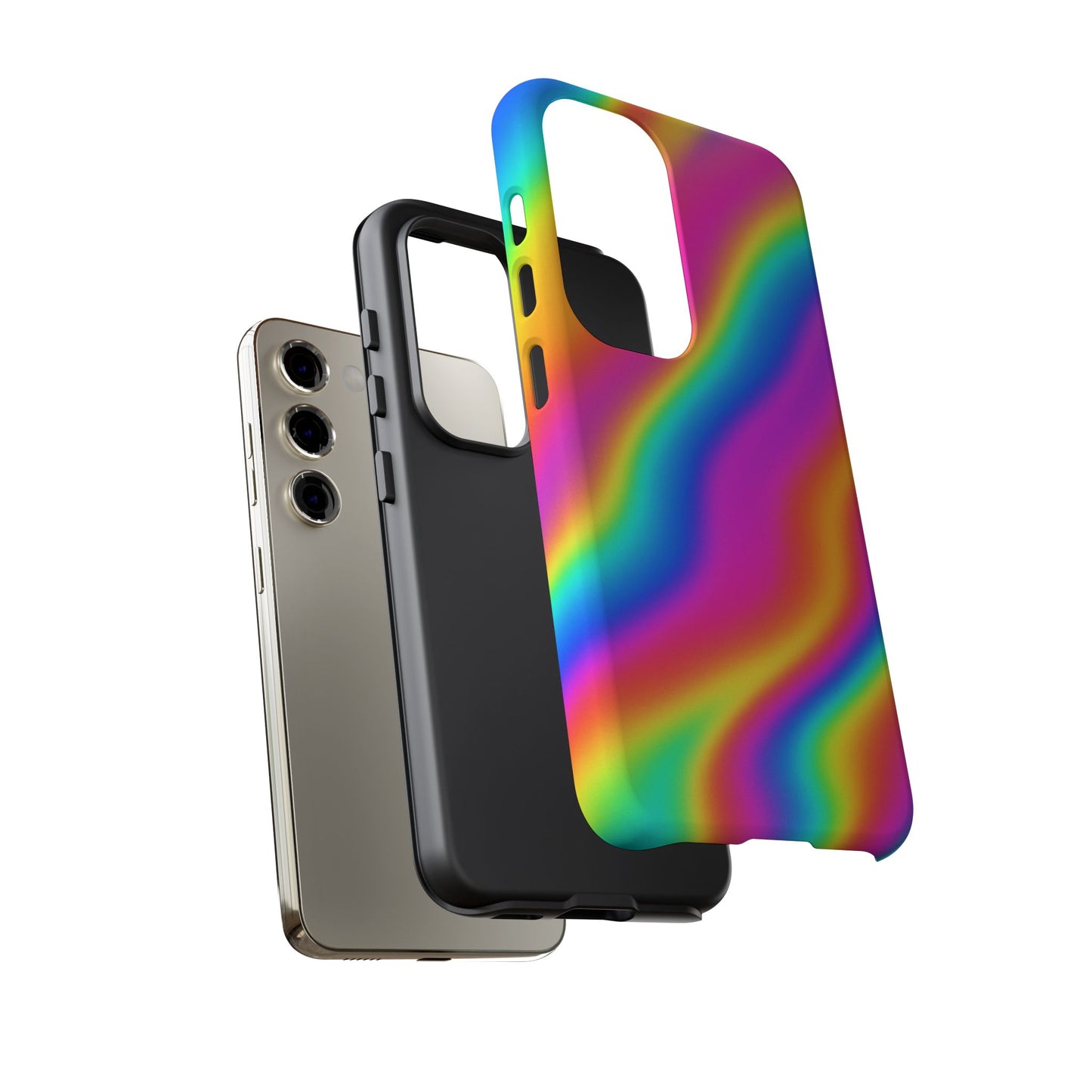 Rainbow Wavy Phone Case - Colorful Tough Cases for Stylish Protection, LGBTQ+ Pride Gift, Trendy Phone Accessory, Birthday, Holiday Present
