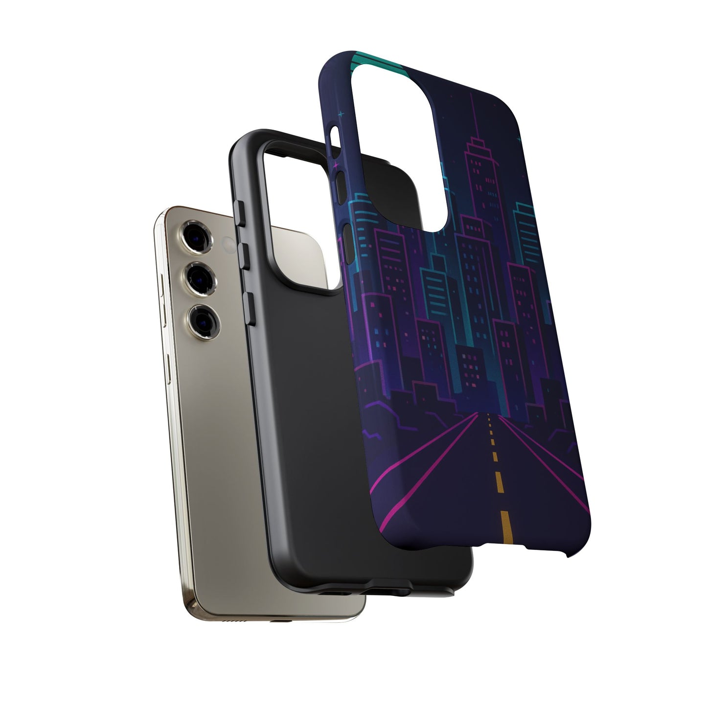 Cityscape Phone Case, Tough Cases, Urban Style, Nighttime Vibe, Phone Cover, Gift for City Lovers, Modern Design