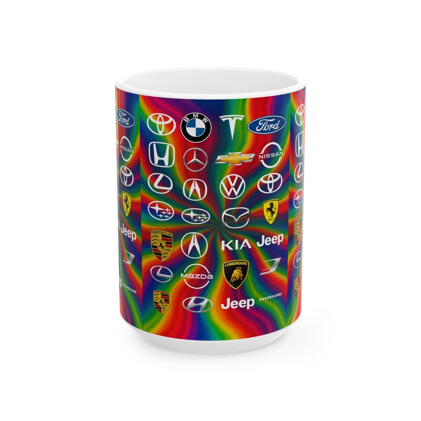 Vibrant Auto Enthusiast Ceramic Mug | Car Logo Collection, Unique Gift for Car Lovers, Rainbow Design, 11oz & 15oz Sizes, Perfect for [...]