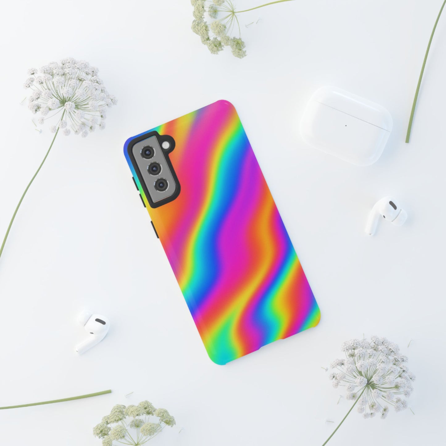 Rainbow Wavy Phone Case - Colorful Tough Cases for Stylish Protection, LGBTQ+ Pride Gift, Trendy Phone Accessory, Birthday, Holiday Present