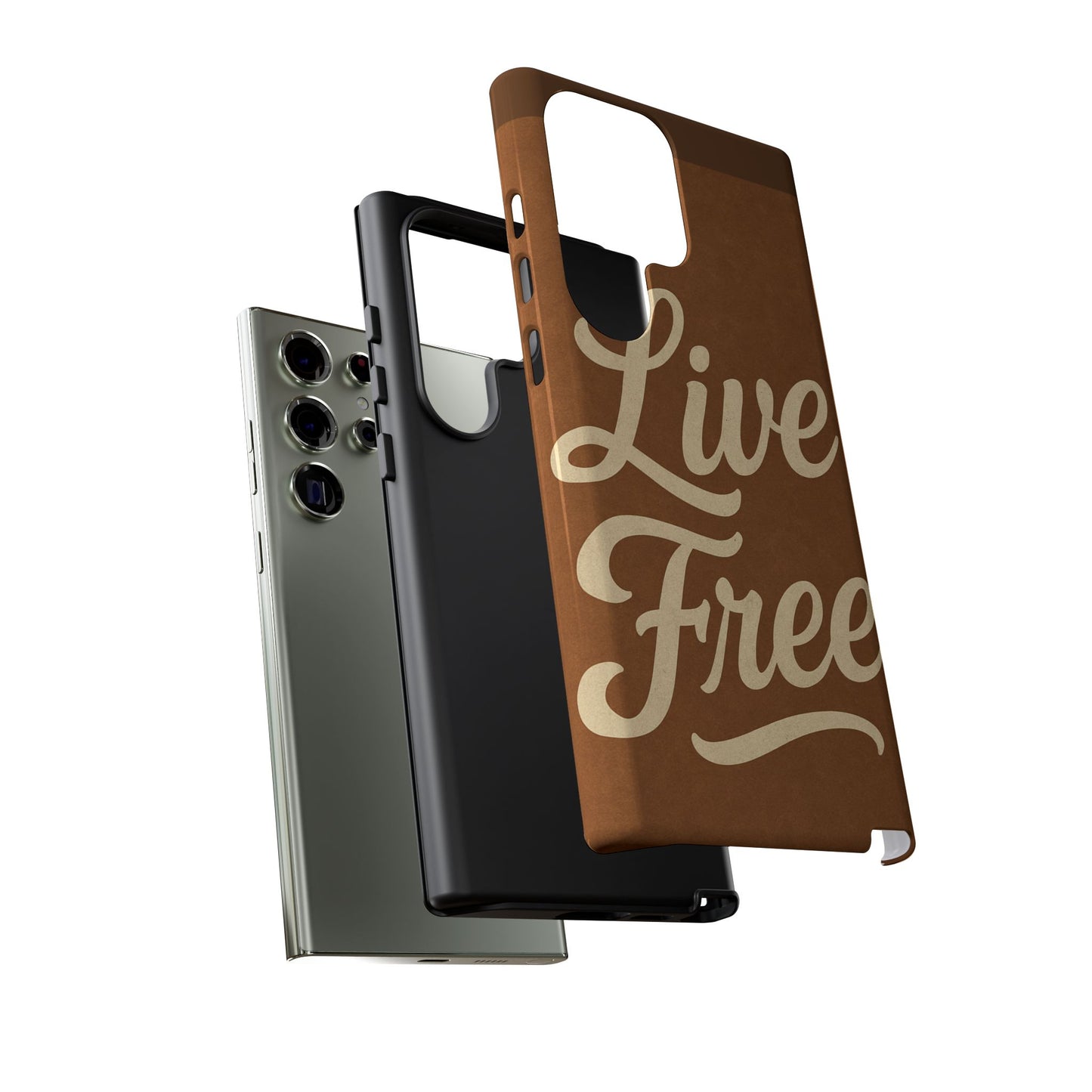 Live Free Phone Case, Tough Cases, Inspirational Phone Accessories, Gift for Adventurers, Customizable Design, Unique Tech Gifts