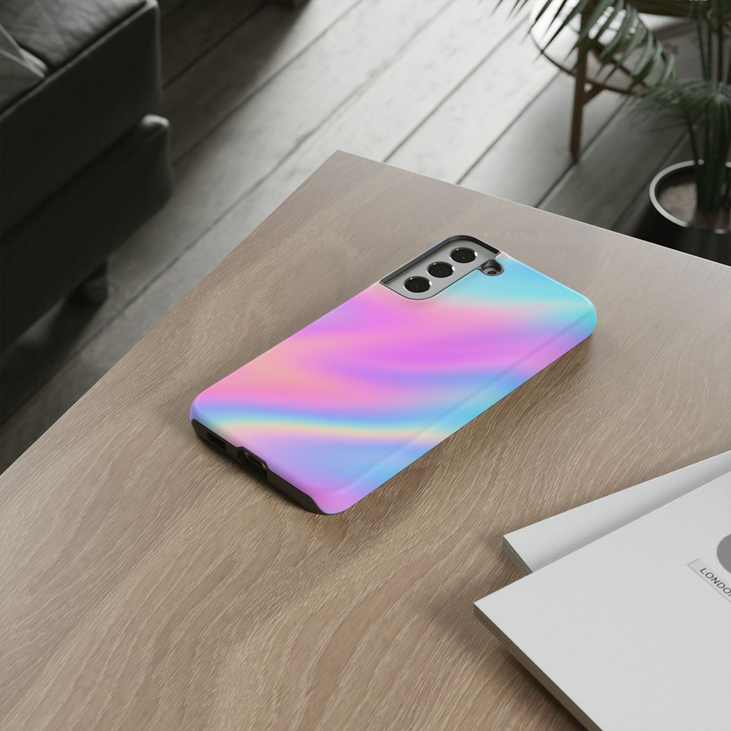 Colorful Holographic Phone Case, Tough Cases for iPhone, Trendy Phone Cover, Unique Gift for Her, Pastel Phone Accessory