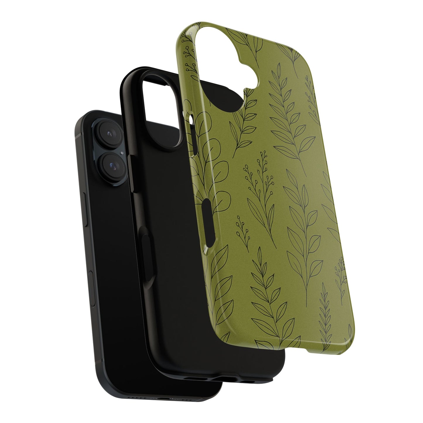 Stylish Phone Case, Botanical Design, Tough Phone Cover, Green Floral Case, Nature Inspired Gift, Eco-Friendly Accessory