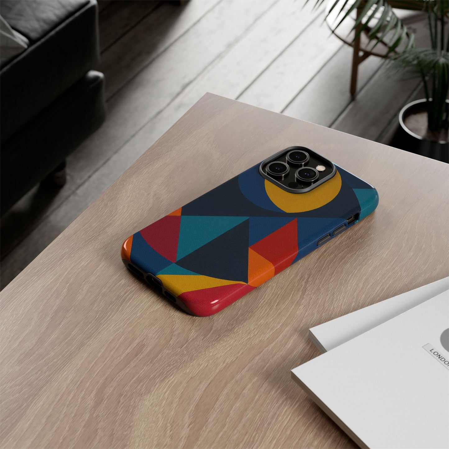 Vibrant Phone Case, Colorful Phone Cover, Geometric Design, Artistic Gift, Trendy Accessory, Vibrant Colors, Unique Design