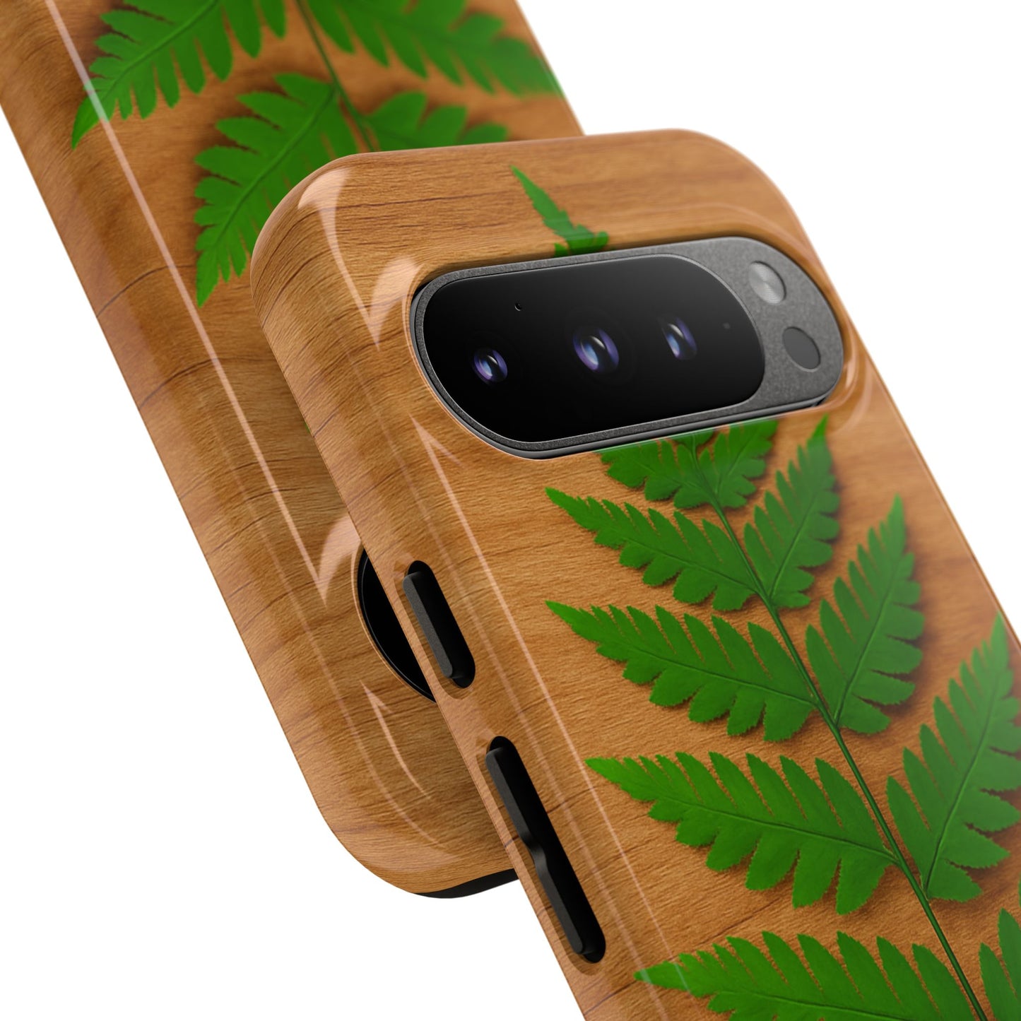 Wooden Fern Phone Case - Eco-Friendly Tough Cases for Nature Lovers, Unique Gift, Customizable Design, Nature-Themed Accessories