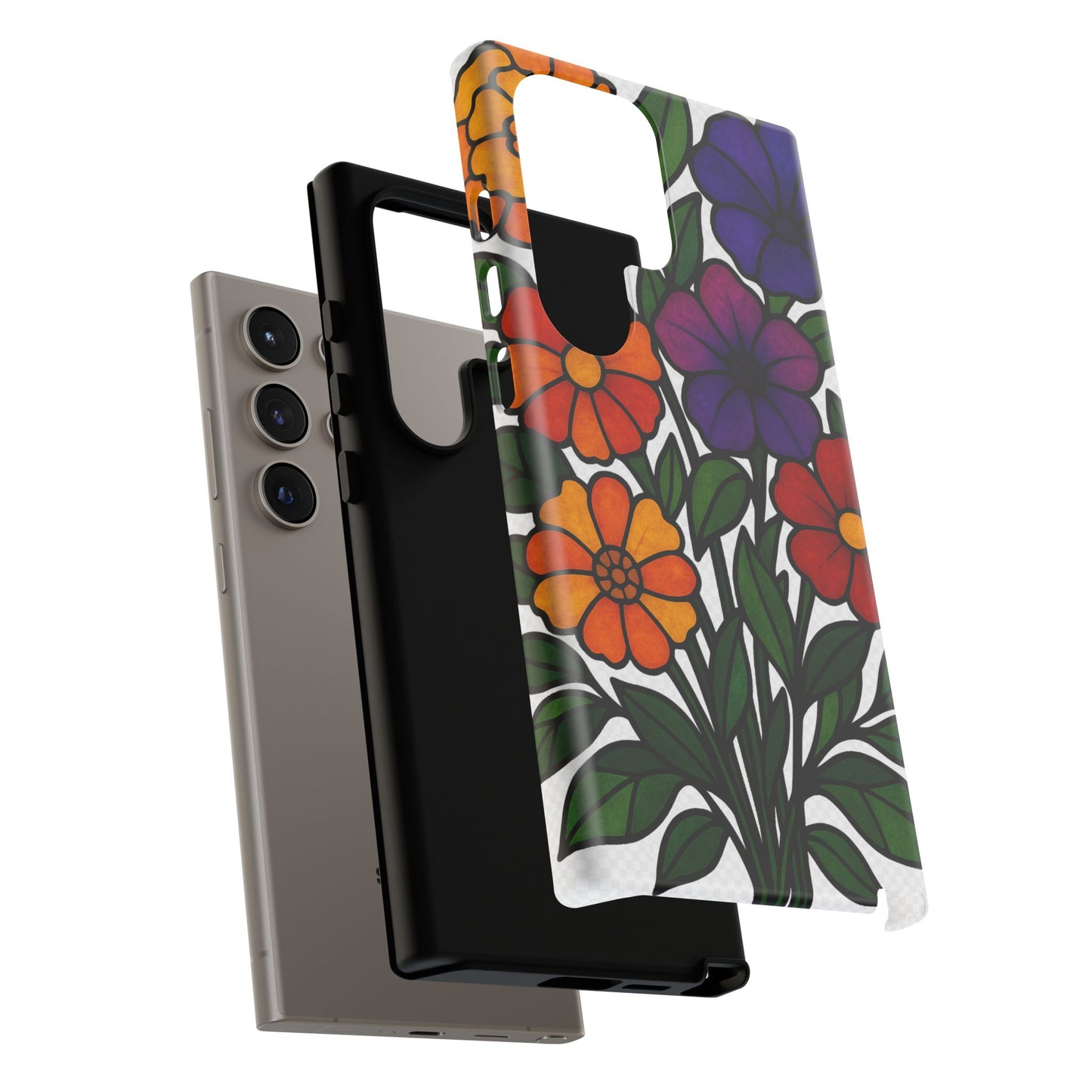 Floral Phone Case, Tough Cases with Colorful Flower Design, Gift for Flower Lovers, Summer Accessories, Trendy Phone Cover