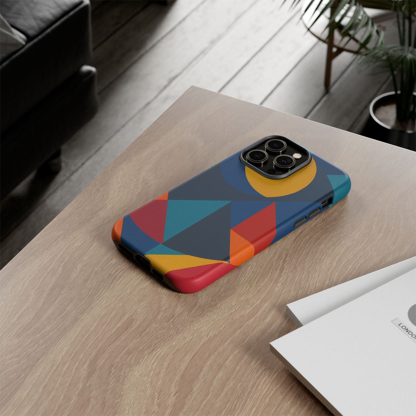 Vibrant Phone Case, Colorful Phone Cover, Geometric Design, Artistic Gift, Trendy Accessory, Vibrant Colors, Unique Design