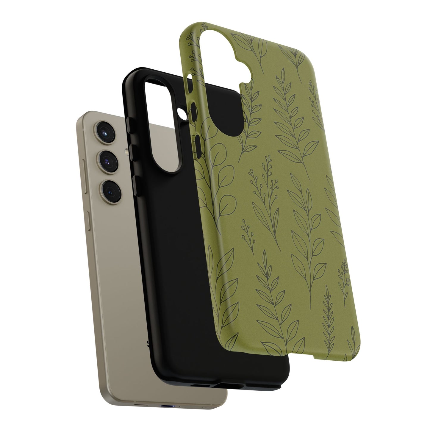 Stylish Phone Case, Botanical Design, Tough Phone Cover, Green Floral Case, Nature Inspired Gift, Eco-Friendly Accessory