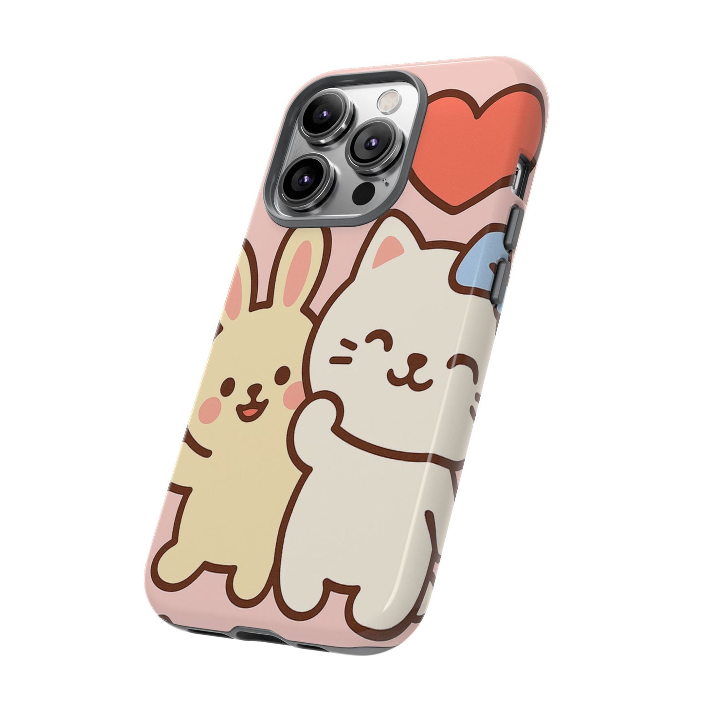 Cute Animal Phone Case -Tough Cases with Bunny and Cat Design, Kawaii Gift for Kids, Birthday, Everyday Use, Phone Accessories, teenage girl