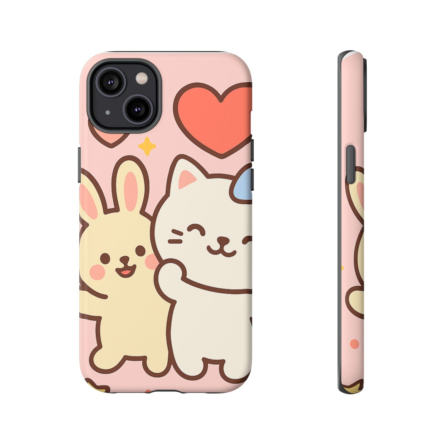 Cute Animal Phone Case -Tough Cases with Bunny and Cat Design, Kawaii Gift for Kids, Birthday, Everyday Use, Phone Accessories, teenage girl