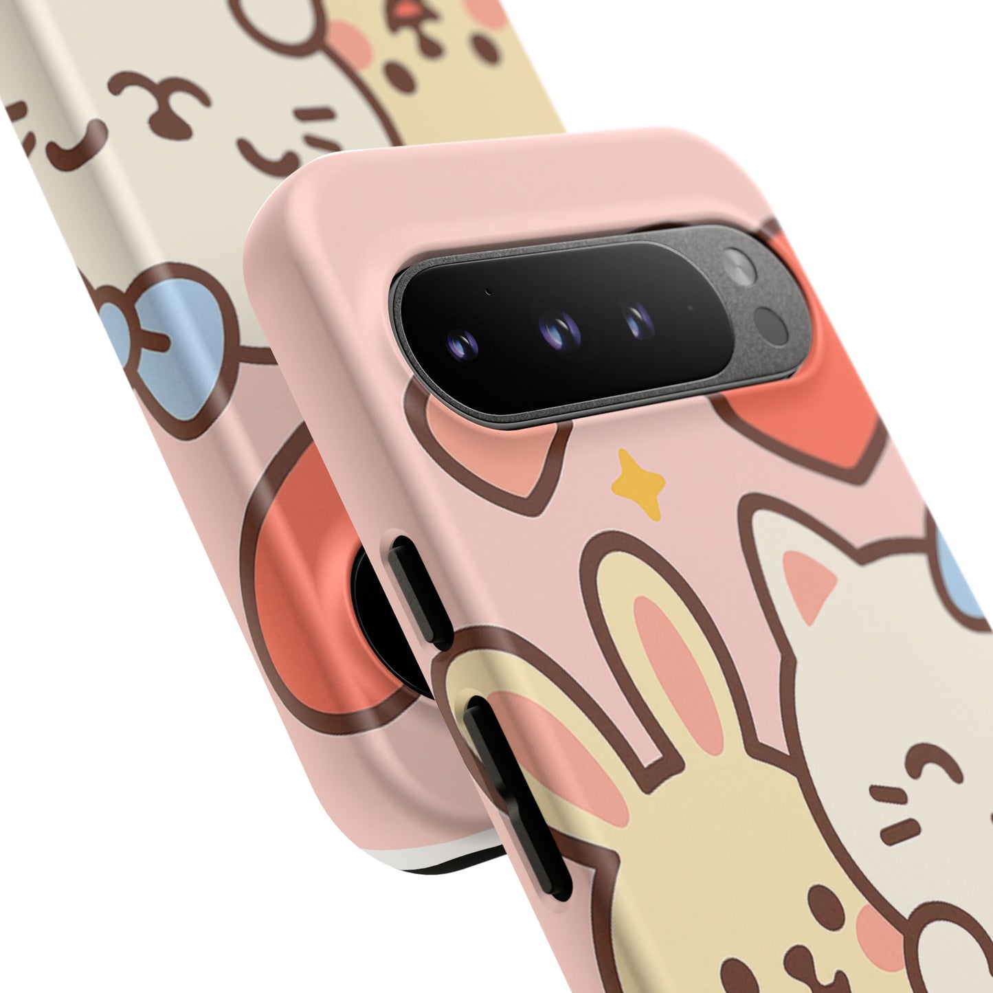 Cute Animal Phone Case -Tough Cases with Bunny and Cat Design, Kawaii Gift for Kids, Birthday, Everyday Use, Phone Accessories, teenage girl