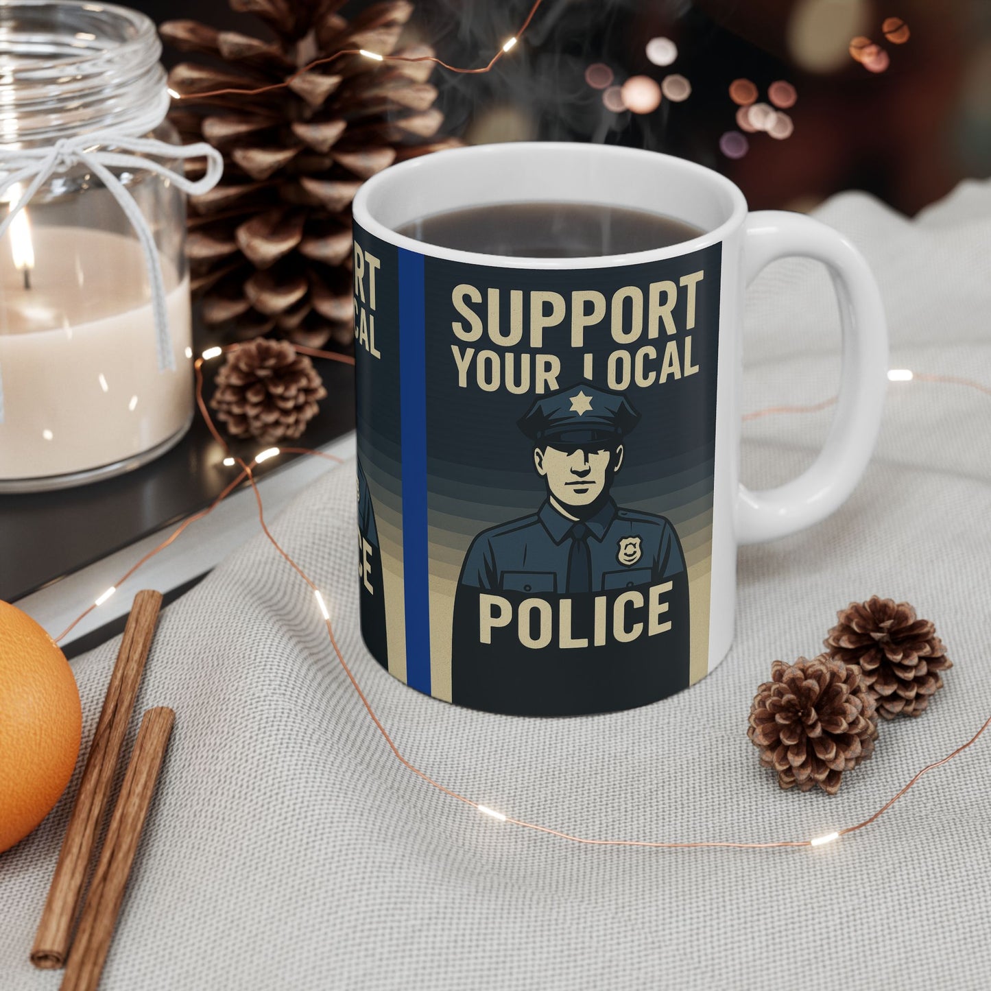 Support Your Local Police Ceramic Mug - Perfect Gift for Law Enforcement Supporters, Police Appreciation, Coffee Lover, Home or Office Decor