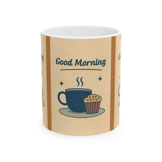 Good Morning Ceramic Mug, Coffee Lover Gift, Tea Mug, Breakfast Reminder, Cozy Kitchen Decor, Perfect for Birthdays, Anniversaries