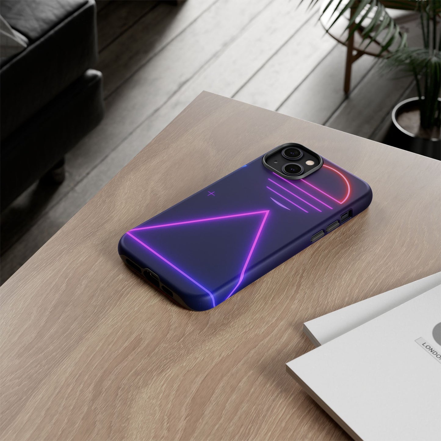 Retro Neon Phone Case, Tough Cases for iPhone, 80s Aesthetic Phone Cover, Abstract Neon Design, Gift for Tech Lovers