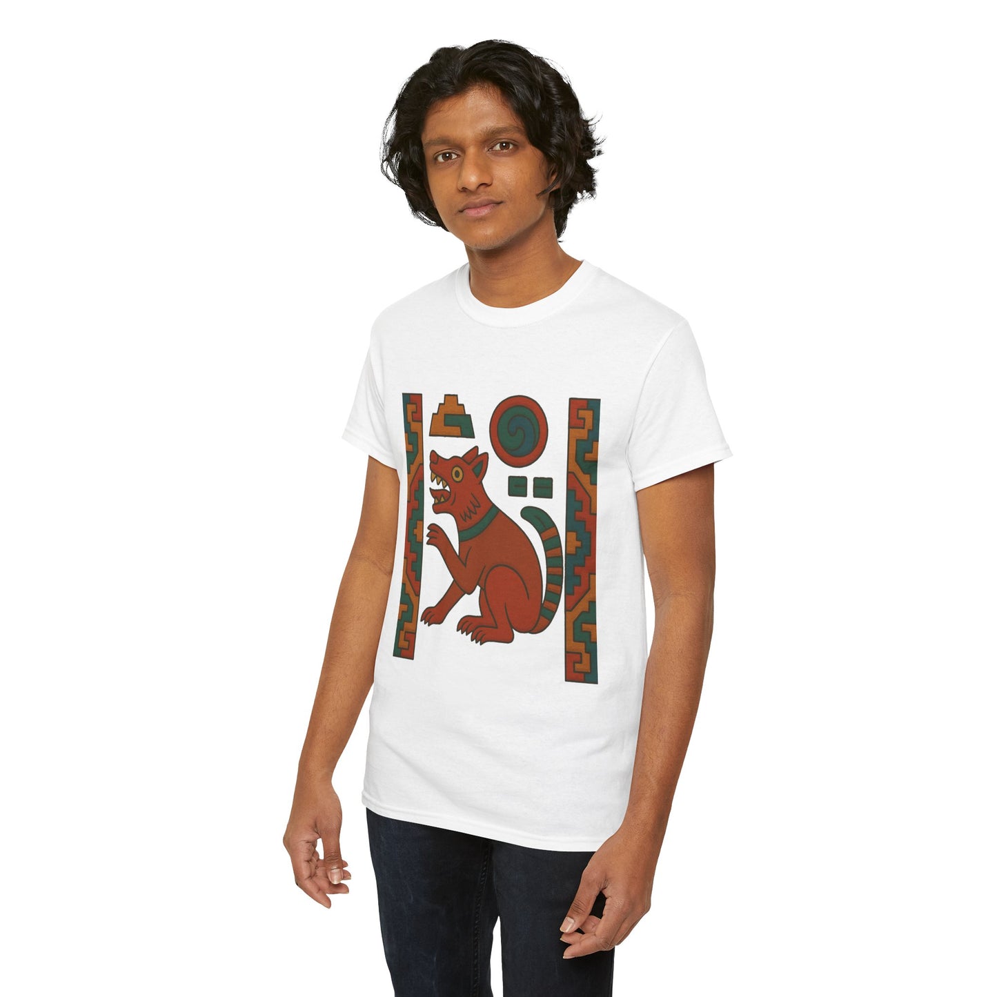 Aztec-Inspired Unisex Heavy Cotton Tee, Unique Graphic Shirt, Casual Wear, Gift for Art Lovers, Bohemian Style T-Shirt, aztec