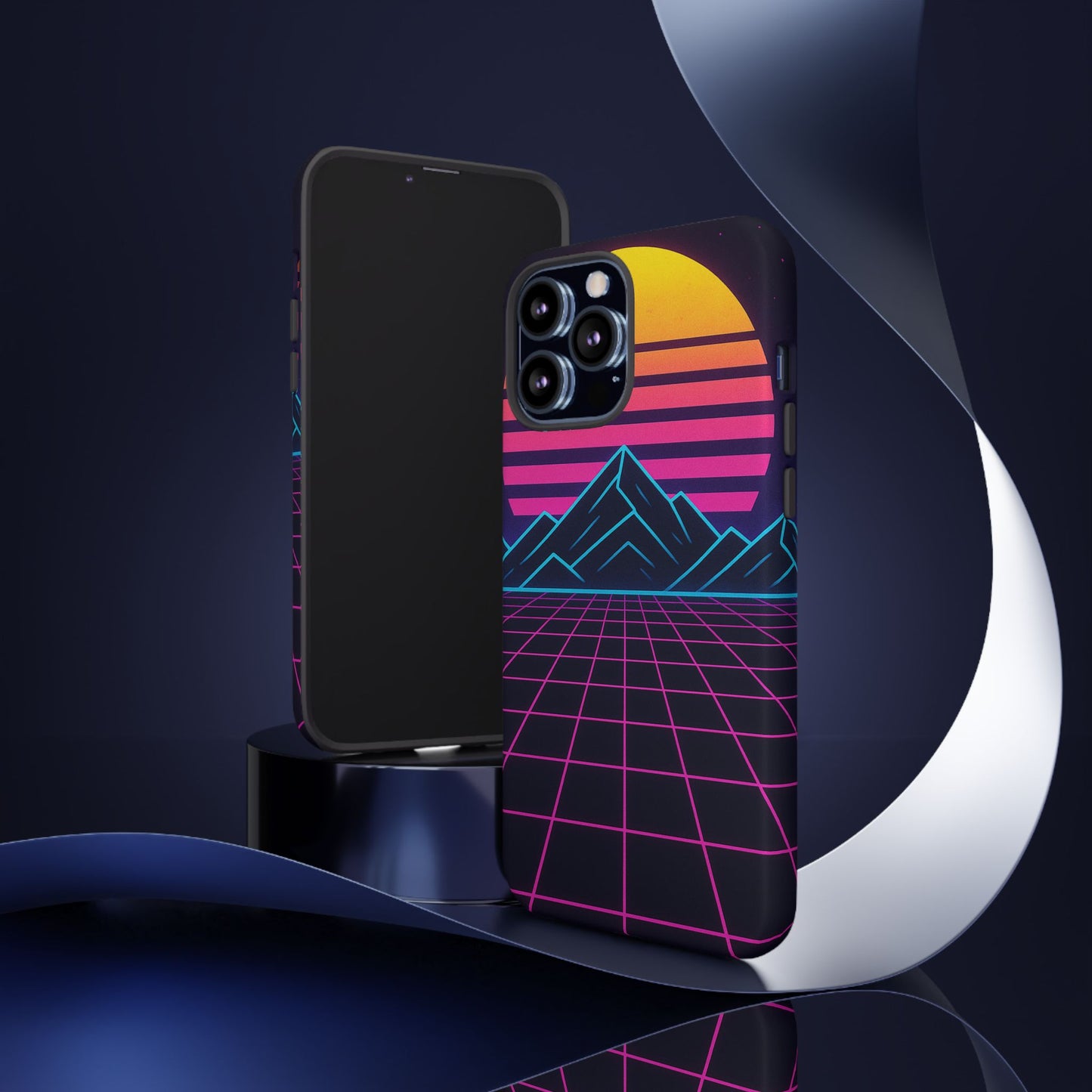 Retro Sunset Phone Case, Vintage Neon Case, 80s Aesthetic Cover, Gift for Tech Lovers, Unique Phone Accessories
