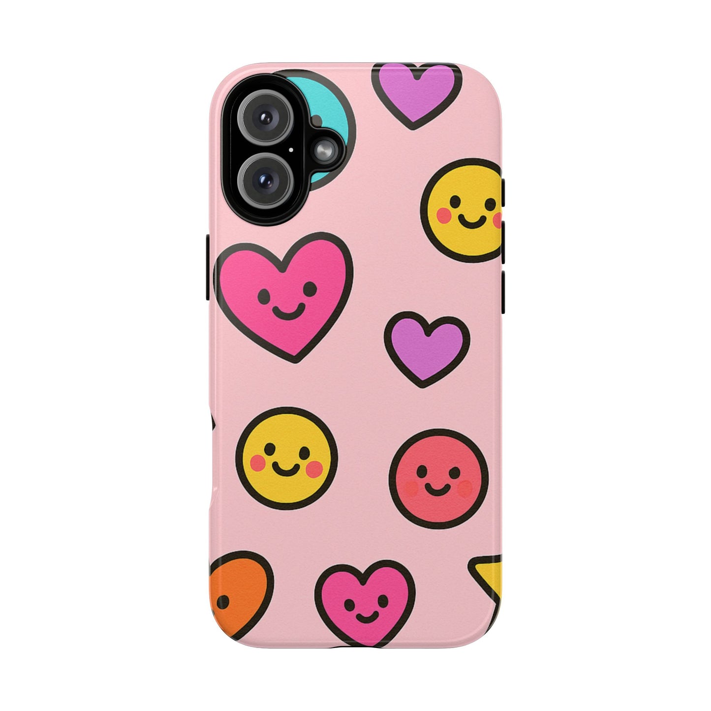 Cute Phone Case with Smiley Faces and Hearts, Fun Gift for Kids and Teens, Cellphone Protector, Birthday Present, Cute Accessories