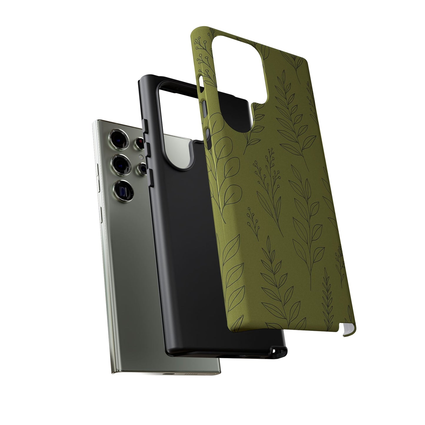 Stylish Phone Case, Botanical Design, Tough Phone Cover, Green Floral Case, Nature Inspired Gift, Eco-Friendly Accessory