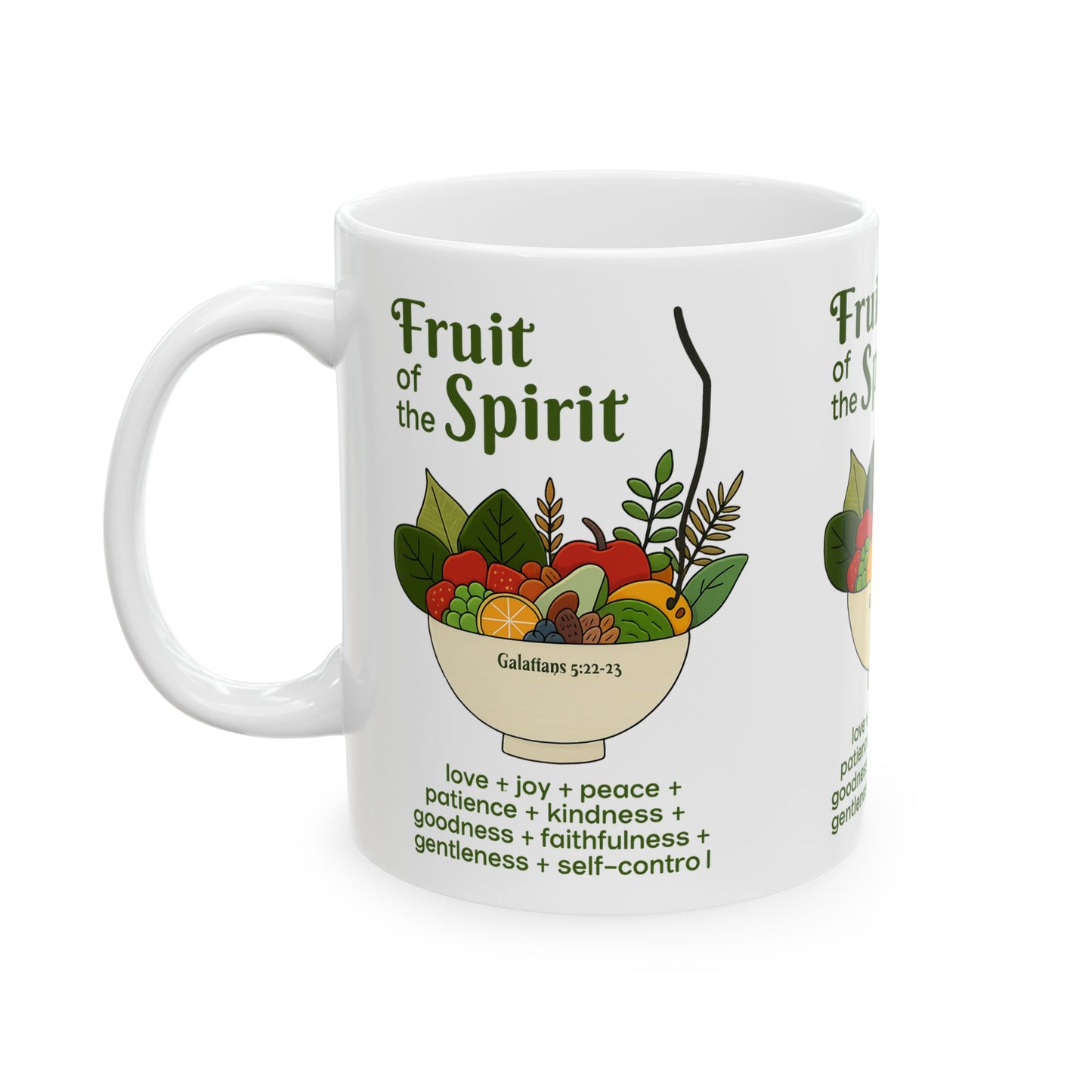 Inspirational Ceramic Mug, Fruit of the Spirit Gift, Christian Coffee Cup, 11oz, 15oz, Encouragement Mug, Religious Kitchenware