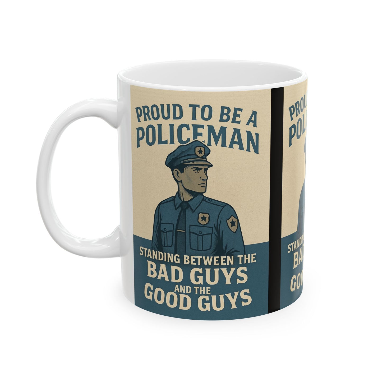 Proud Policeman Ceramic Mug - Perfect Gift for Law Enforcement Officers, Unique Coffee Cup, Support Police, Blue Lives Matter, 11oz, 15oz