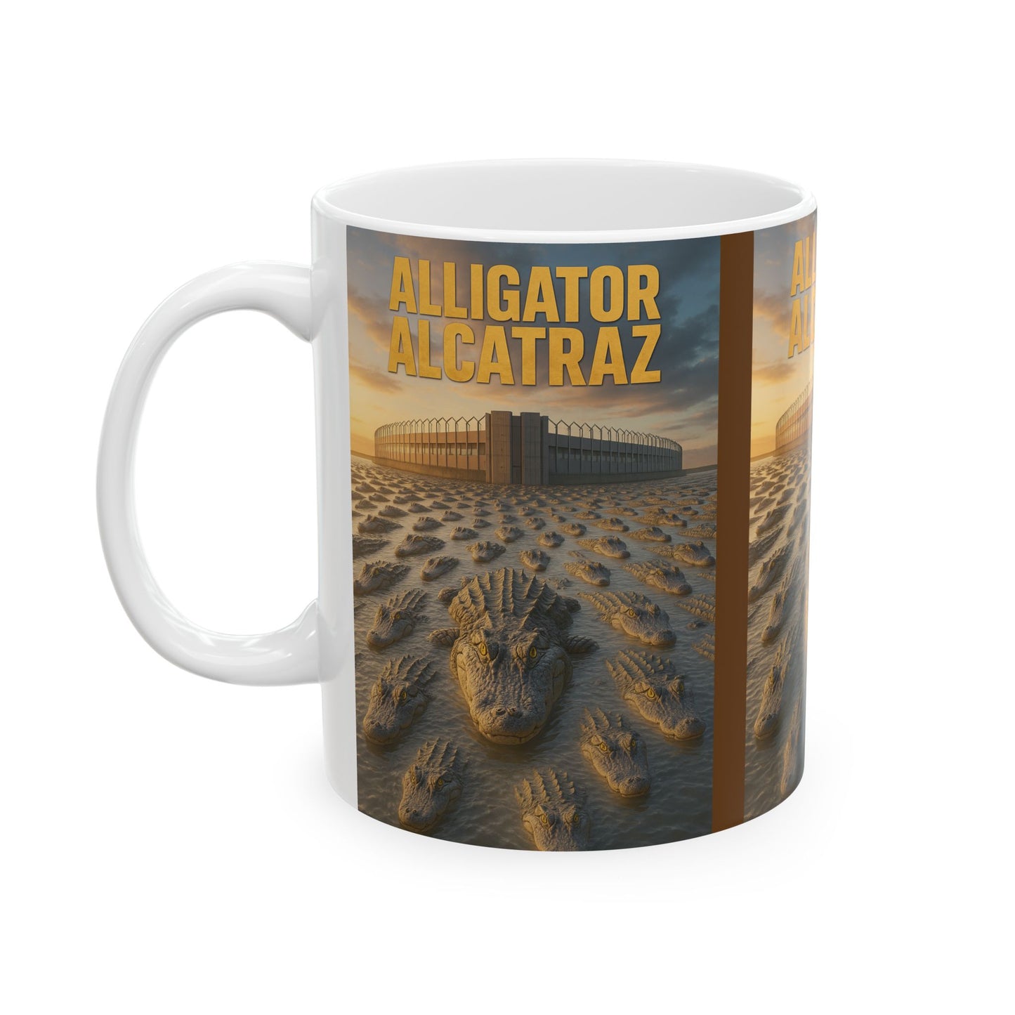 Alligator Alcatraz Ceramic Mug | Unique Gift for Nature Lovers, Home Decor, Coffee Tea Mug, Wildlife Enthusiast, Animal Lover