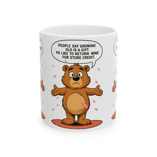 Funny Bear Mug - Gift for Birthdays, Retro Vintage Style, Humorous Coffee Cup, Cute Animal Lover's Gift, Cartoon Humor