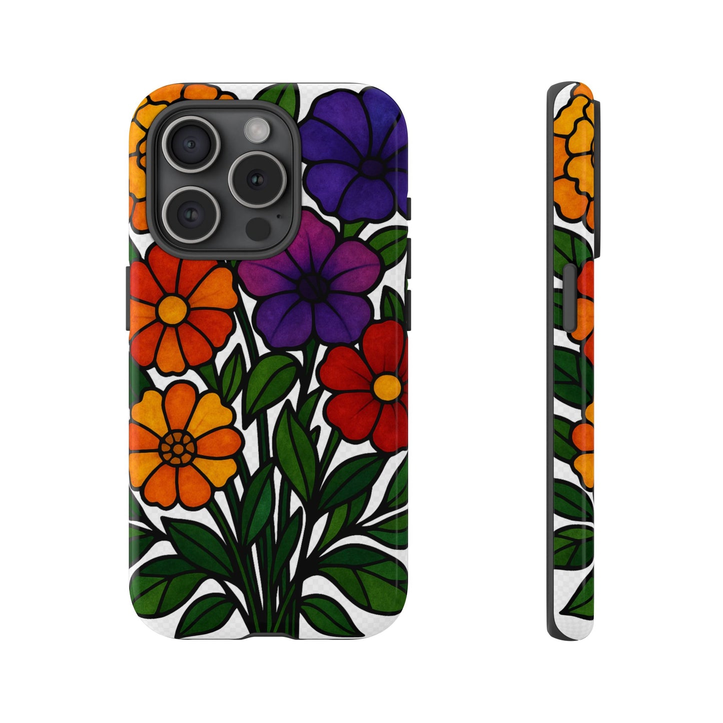 Floral Phone Case, Tough Cases with Colorful Flower Design, Gift for Flower Lovers, Summer Accessories, Trendy Phone Cover