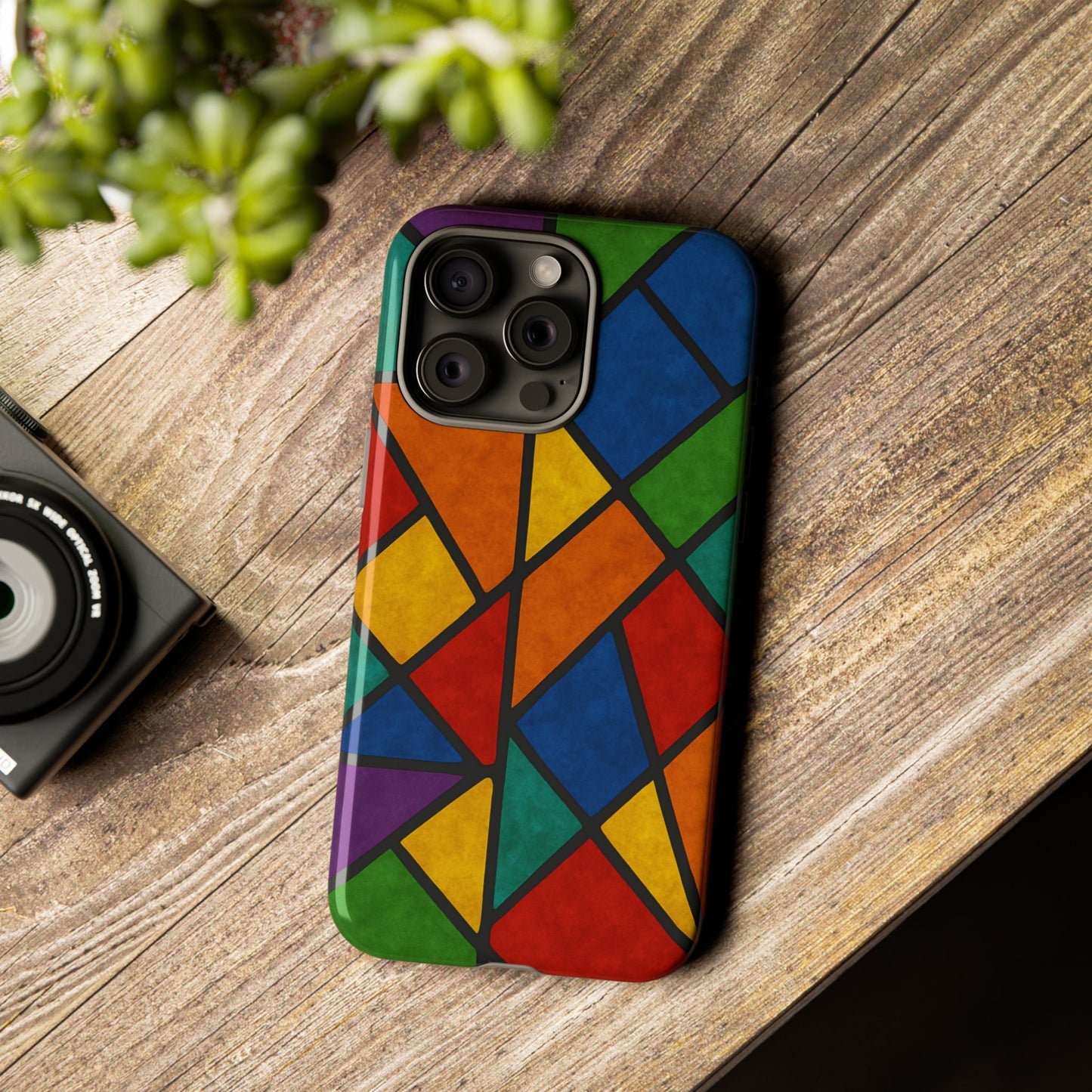 Colorful Phone Case, Stained Glass Pattern, Artistic Phone Cover, Unique Smartphone Protection, Vibrant Gift for All Occasions