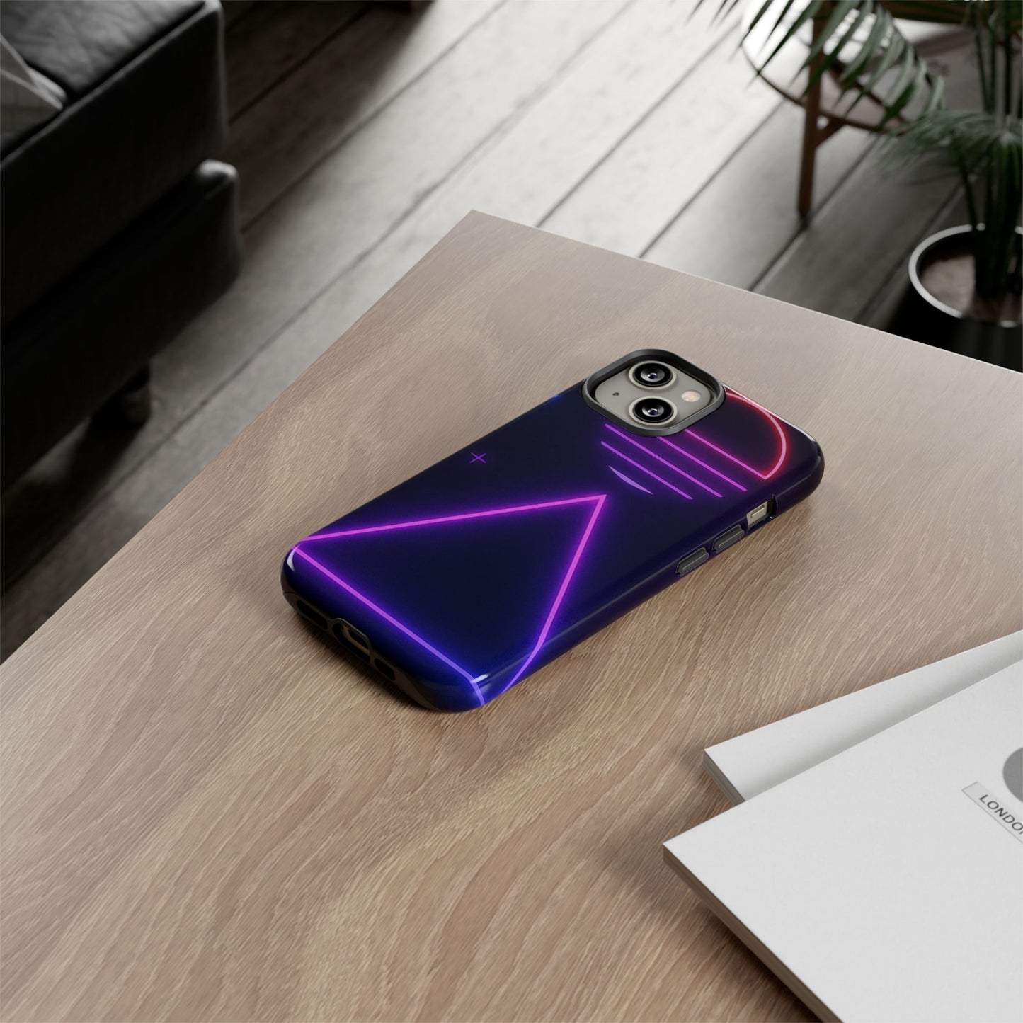 Retro Neon Phone Case, Tough Cases for iPhone, 80s Aesthetic Phone Cover, Abstract Neon Design, Gift for Tech Lovers