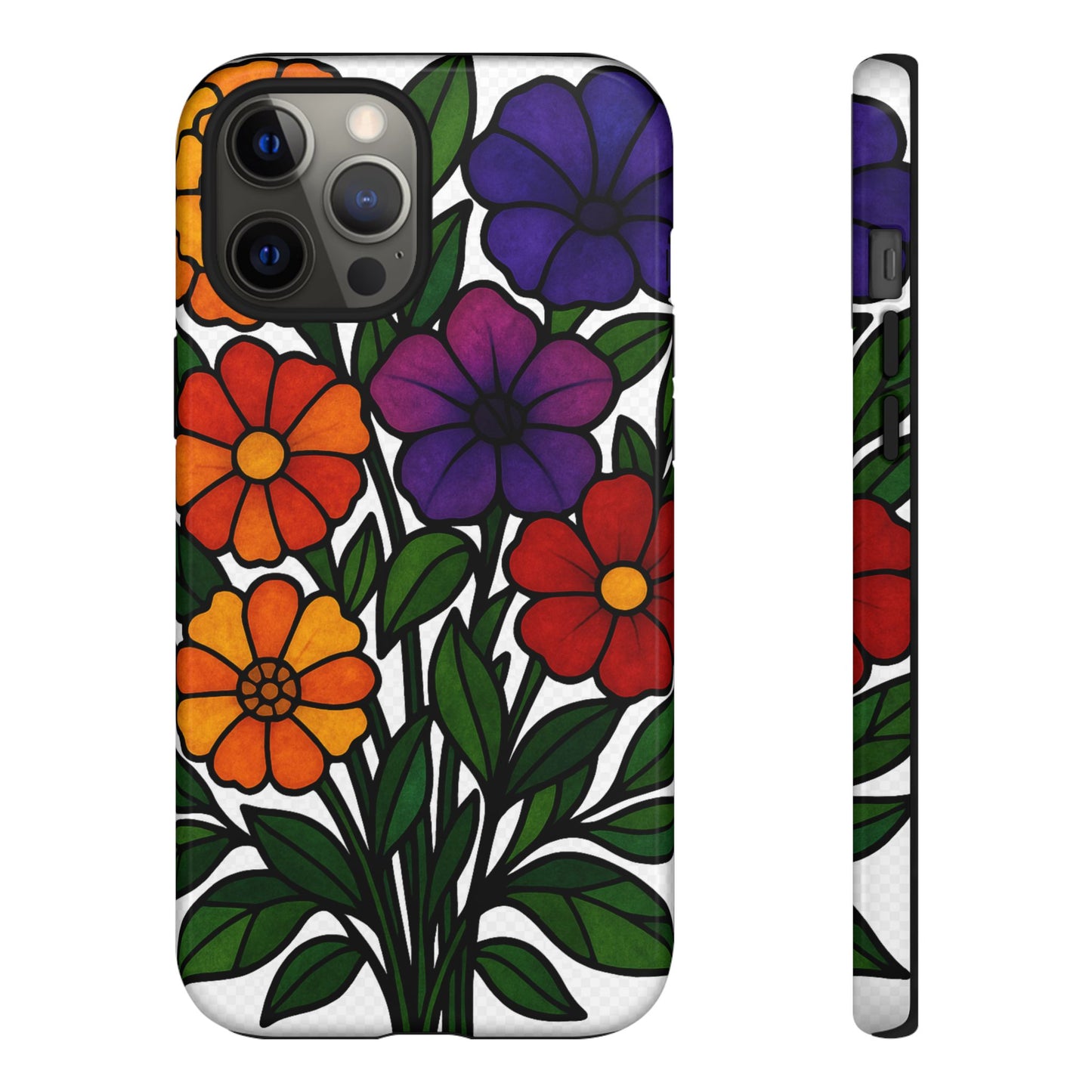 Floral Phone Case, Tough Cases with Colorful Flower Design, Gift for Flower Lovers, Summer Accessories, Trendy Phone Cover