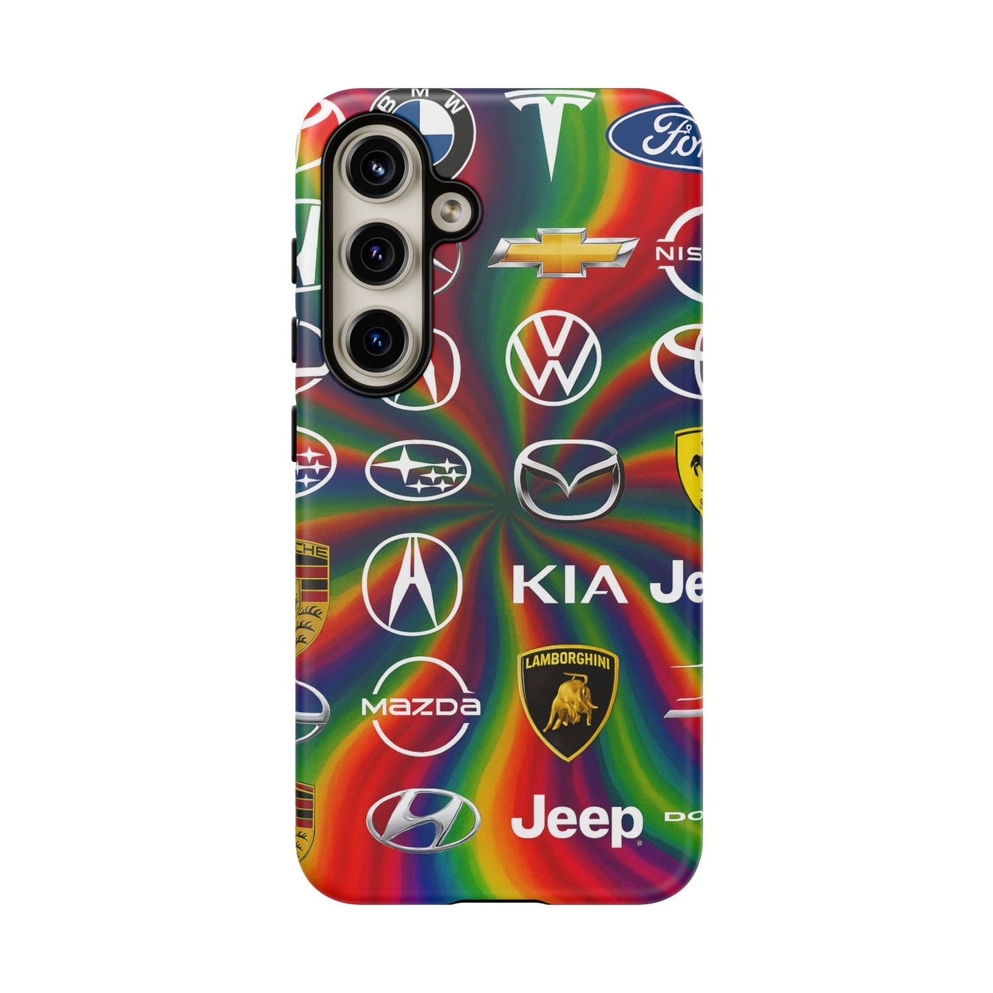 Colorful Car Logos Phone Case - Vibrant Tough Cases for Auto Enthusiasts, Unique Gift for Birthdays, Car Events, and Holidays
