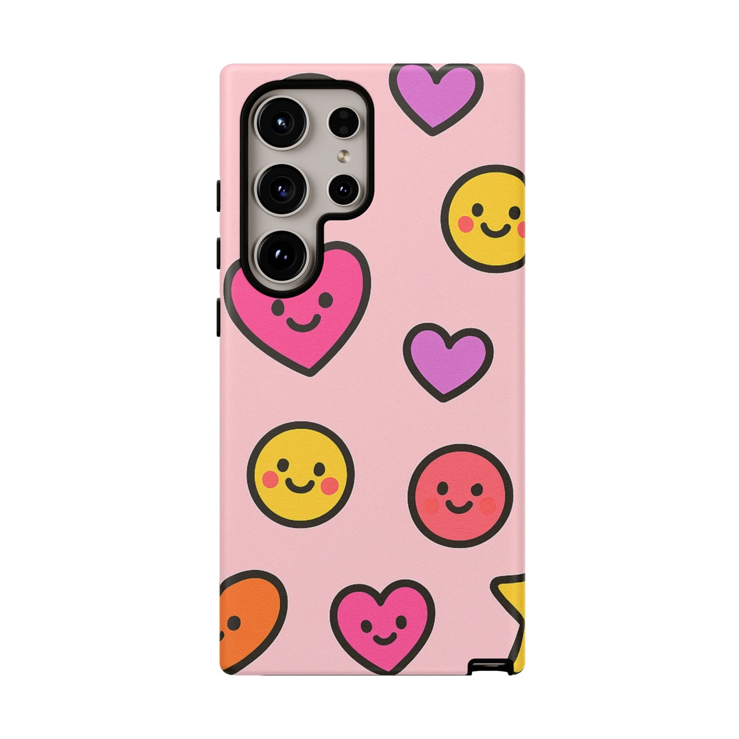 Cute Phone Case with Smiley Faces and Hearts, Fun Gift for Kids and Teens, Cellphone Protector, Birthday Present, Cute Accessories