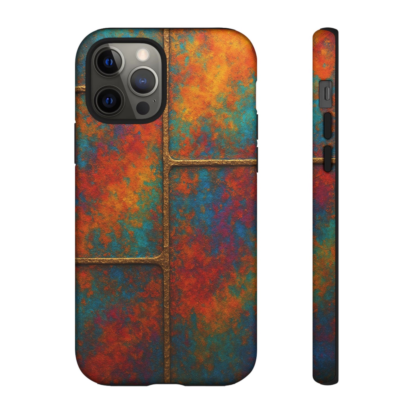 Colorful Textured Phone Case, Vibrant iPhone Cover, Tough Protective Shell, Unique Mobile Accessory, Artisan Phone Protection