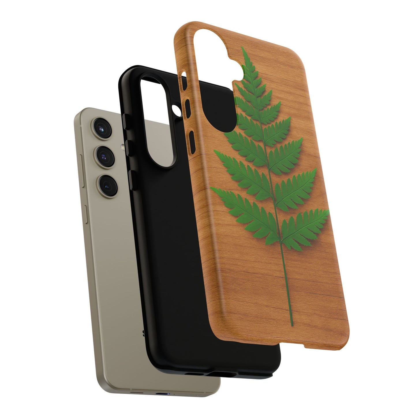 Wooden Fern Phone Case - Eco-Friendly Tough Cases for Nature Lovers, Unique Gift, Customizable Design, Nature-Themed Accessories