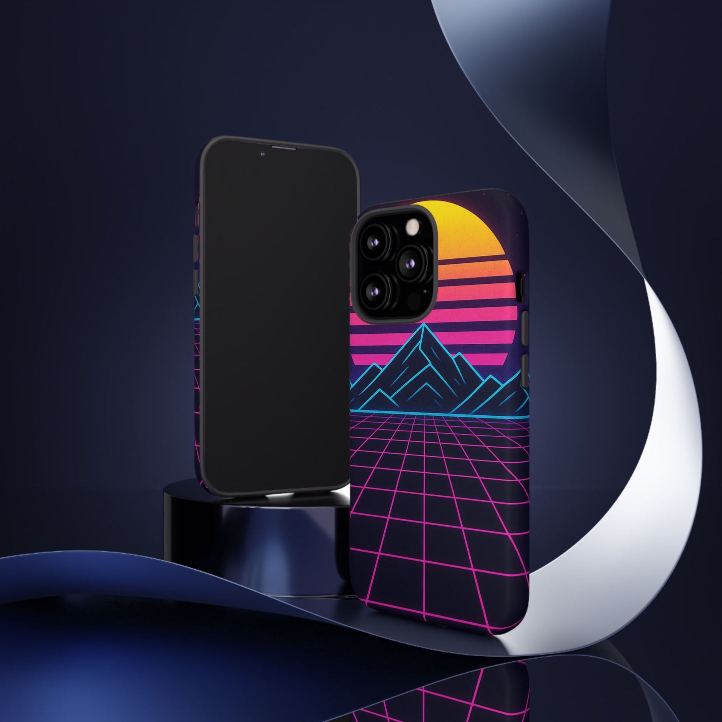 Retro Sunset Phone Case, Vintage Neon Case, 80s Aesthetic Cover, Gift for Tech Lovers, Unique Phone Accessories