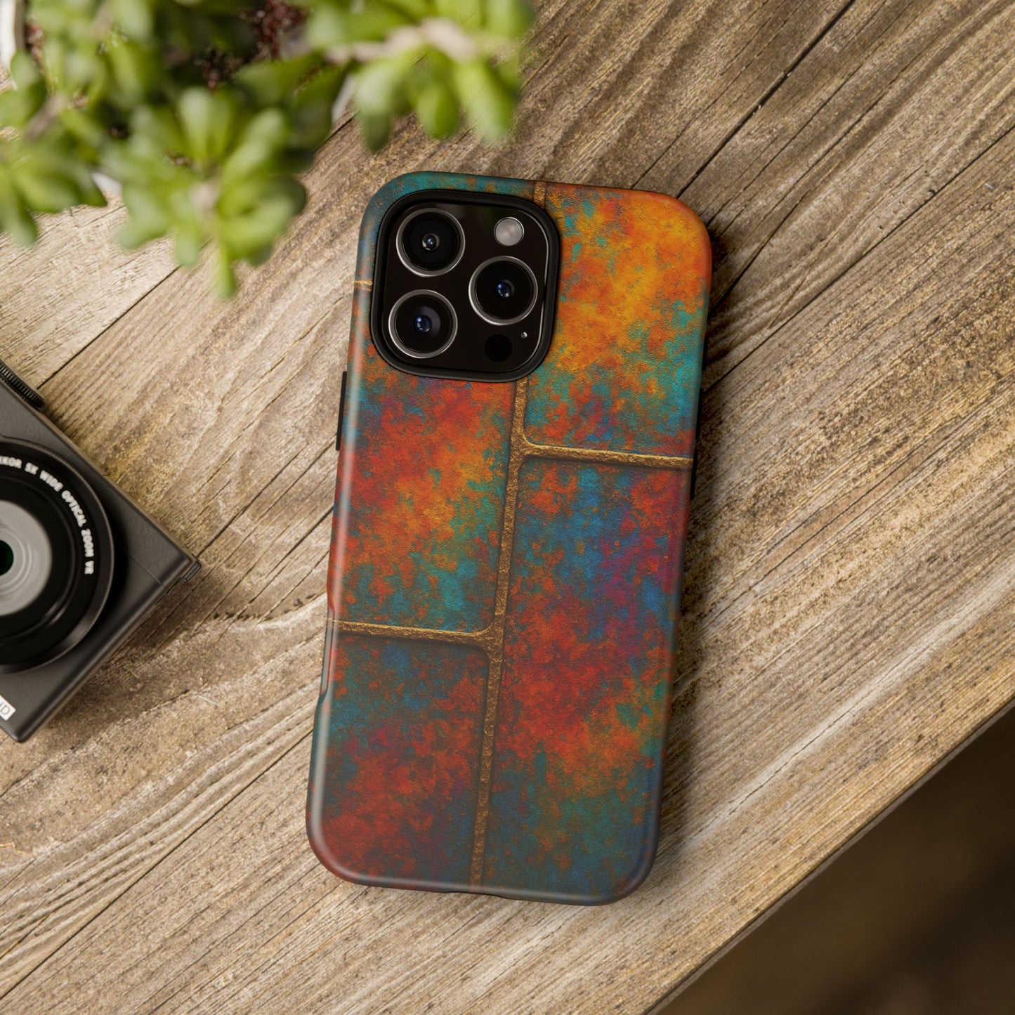 Colorful Textured Phone Case, Vibrant iPhone Cover, Tough Protective Shell, Unique Mobile Accessory, Artisan Phone Protection