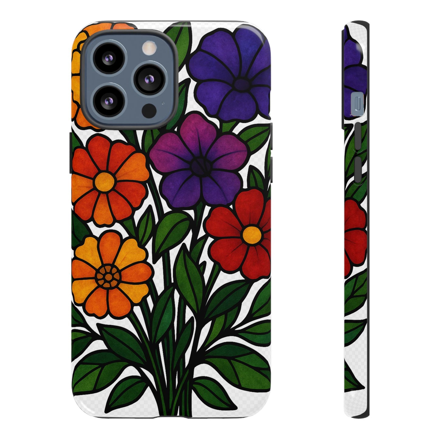 Floral Phone Case, Tough Cases with Colorful Flower Design, Gift for Flower Lovers, Summer Accessories, Trendy Phone Cover