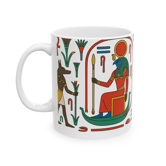 Egyptian-Ankh Ceramic Mug, Unique Gift for History Lovers, Vintage-Inspired Coffee Cup, Artful Home Decor, Egyptian Mythology Design, Egyptian